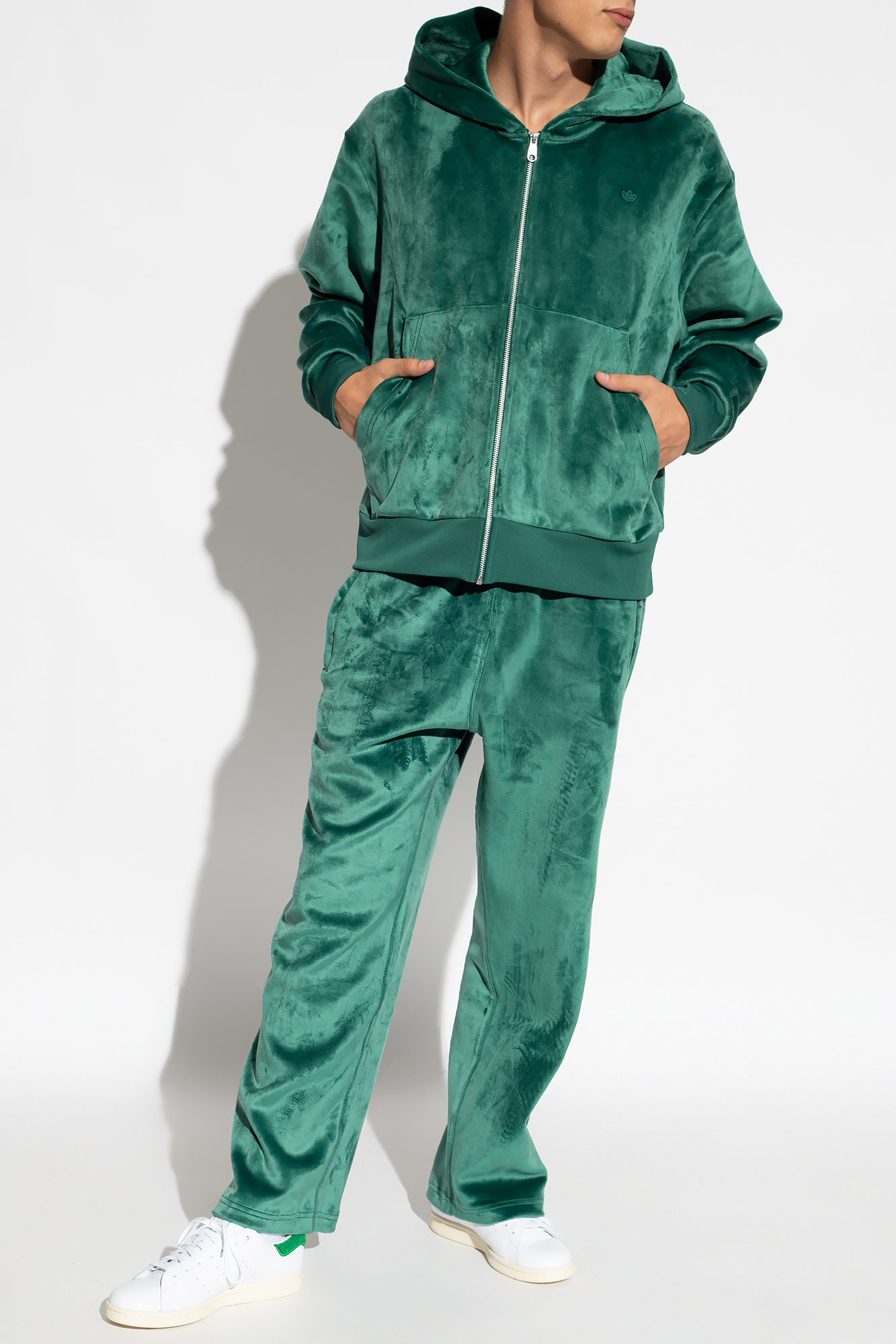 Adidas green best sale velvet tracksuit